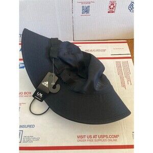 Adidas Victory III men's L / XL solid black bucket hat UV50 sun adjustable cord